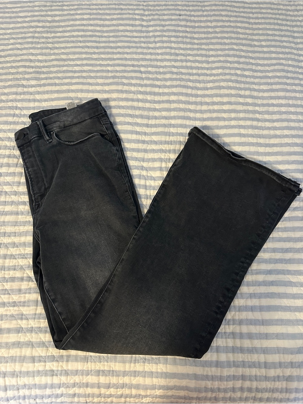 Good American Black Wide-Leg Flare Jeans